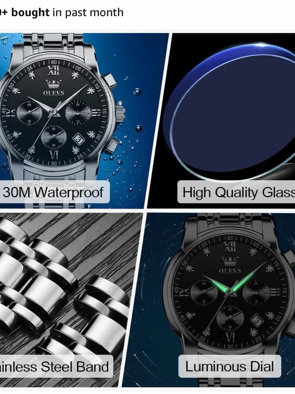 OLEVS Men's Stainless Steel Chronograph Watch
